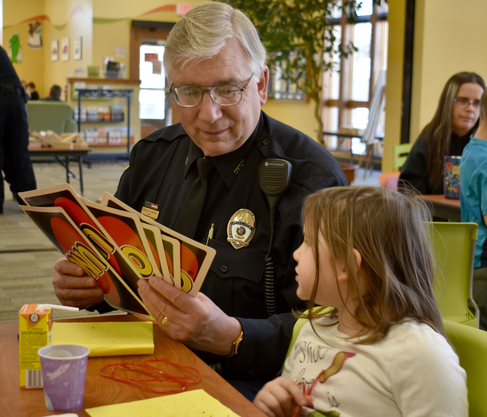 Library -- chief plays Uno
